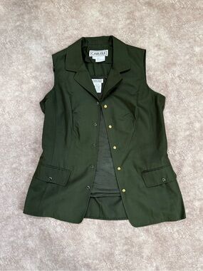 Carlisle 100% Silk Olive Green Vest & Tank Set Size 8/L